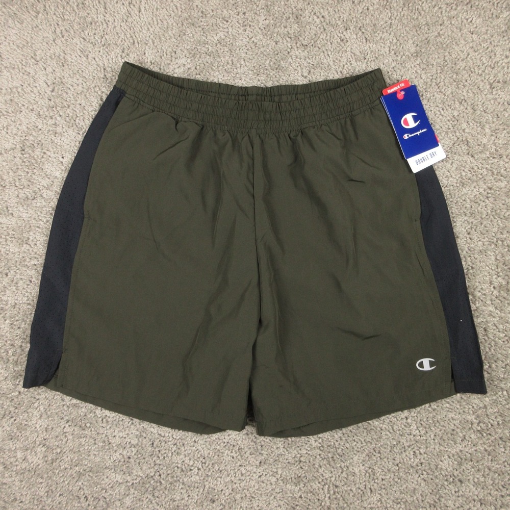 Champion Shorts Mens Medium Army Green Performance Activewear 7" Inseam Gym Run